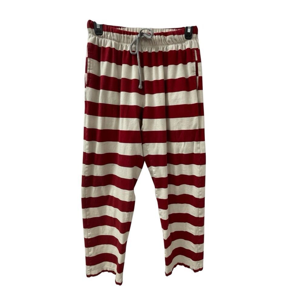 Burt’s Bees Baby Pajama Pants Organic Cotton Red Ivory Stripes Women’s Size Sm